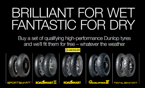 £30 off a pair of Dunlop motorcycle tyr