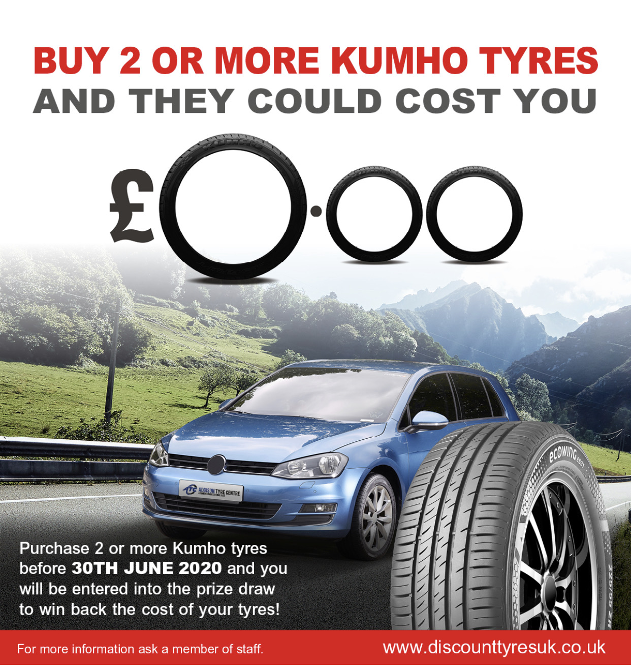 Buy 4 Kumho tyres and enter our prize dr