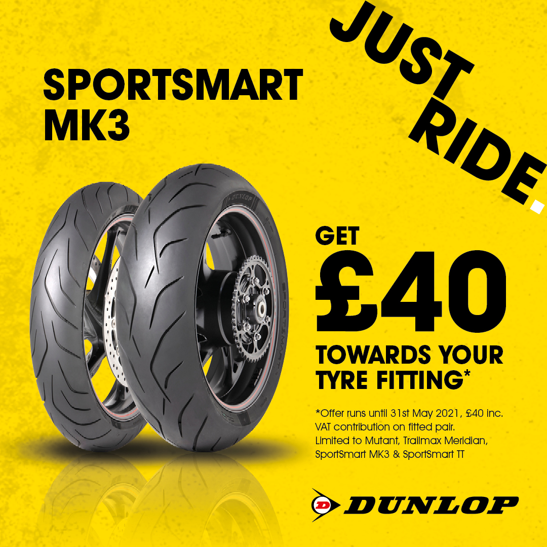 Dunlop Motorcycle tyres promotion get £