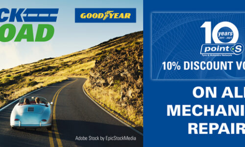 Buy 2 Goodyear tyres and claim a 10% off