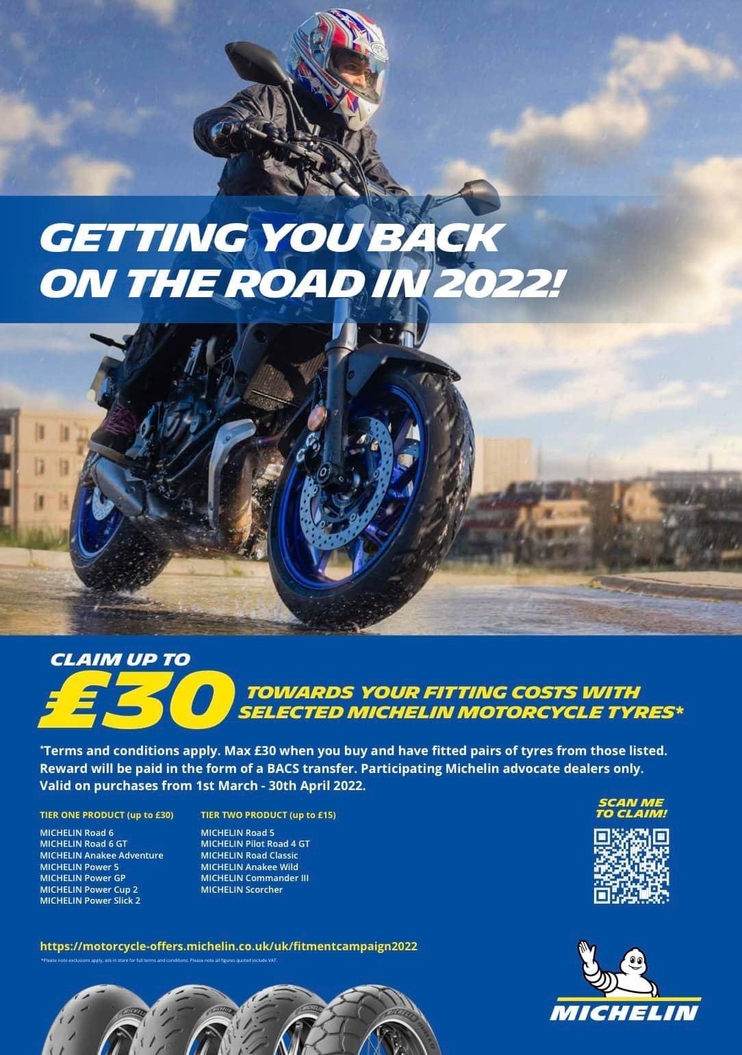 Claim up to £30 back of Michelin motorc