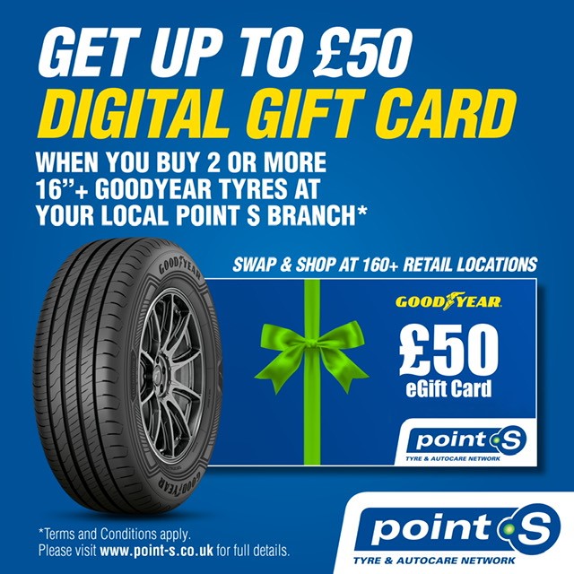 Buy 2 or more Goodyear tyres and receive